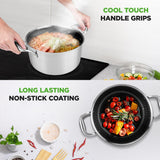 Stew Pot With Glass Lid - Triply Stainless Steel Cookware, Dakin Etching Non-Stick Coating Inside And Outside