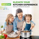 Stew Pot With Glass Lid - Triply Stainless Steel Cookware, Dakin Etching Non-Stick Coating Inside And Outside