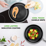 Kitchenware Pots & Pans Set - Triply Stainless Steel Cookware, Dakin Etching Non-Stick Coating Inside And Outside (6-Piece Set)
