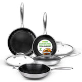 Kitchenware Pots & Pans Set - Triply Stainless Steel Cookware, Dakin Etching Non-Stick Coating Inside And Outside (7-Piece Set)