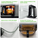 5.5 Liter Air Fryer - 5.8Qt Customized Digital Display Electric Oil Free Cooker With Transparent Window (Black)