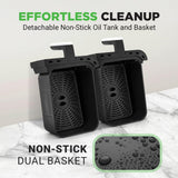 4.4Qt Dual Basket Air Fryer - Customized Digital Display Electric Oil Free Cooker With Transparent Window (Black)