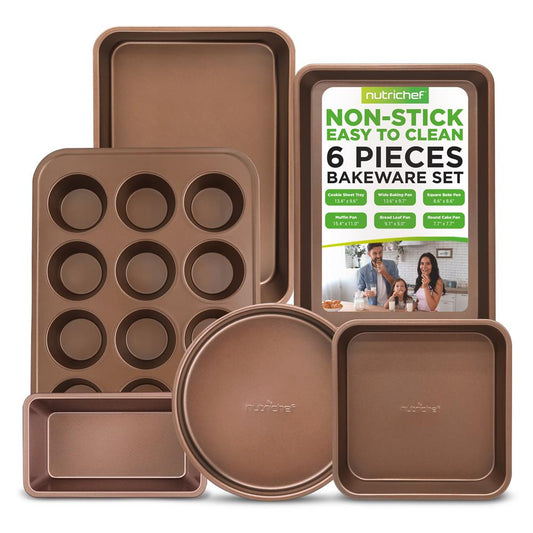 Kitchen Oven Baking Pans - Non-Stick Bake Tray Sheet Bakeware Set (6-Pieces)