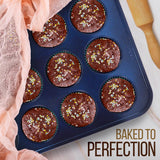 Kitchen Oven Baking Pans - Carbon Steel, Non-Stick Blue Diamond Coating Inside & Outside Bake Tray Sheet Bakeware Set (6-Pieces)