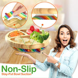 Rainbow Three Compartment Round Plate With Silicone Suction And Spoon For Baby And Toddlers