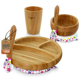 Stars Bamboo Dinnerware Set With Silicone Suction For Kids