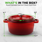 Kitchen Dutch Oven Pot - Enamel Coated Cast Iron Pot With Lid, Stovetop Casserole Pot Style (5 Quart)