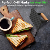Cast Iron Grill Press - Heavy-Duty Bacon Grill Press With Silicone Handle