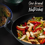 Pre-Seasoned Cooking Wok - Cast Iron Stir Fry Wok With Wooden Lid