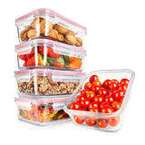10-Piece Superior Glass Food Storage Containers Set - Stackable Design, Newly Bpa-Free Airtight Clear Locking Lids With Vent Lids & Red Air Hole