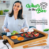 Household Smokeless Detachable Electric Bamboo Grill - Double U-Shaped Heating Tube Electric Grill, Non-Stick Cooking Surface & Adjustable Temperature Knob