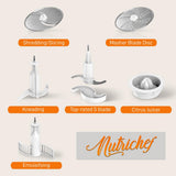 Multifunction Food Processor - Ultra Quiet Powerful Motor, Includes 6 Attachment Blades, Up To 2L Capacity