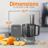 Multifunction Food Processor - Ultra Quiet Powerful Motor, Includes 6 Attachment Blades, Up To 2L Capacity