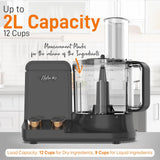 Multifunction Food Processor - Ultra Quiet Powerful Motor, Includes 6 Attachment Blades, Up To 2L Capacity