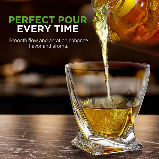 Home Bar Whiskey Decanter - Glass Liquor Decanter For Brandy, Wine, Whisky Or Vodka And More