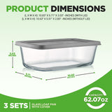 3 Sets High Borosilicate Glass Loaf Pan With Cover - Grip Handles For Easy Carry From Hot Oven To Table, Bpa-Free