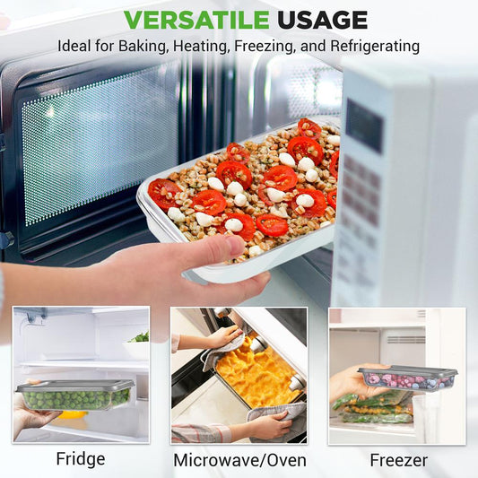 4 Sets Of High Borosilicate Rectangular Glass Bakeware Set With Pe Lid (Gray)