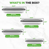 4 Sets Of High Borosilicate Rectangular Glass Bakeware Set With Pe Lid (Gray)