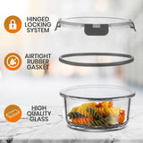 24-Piece Superior Glass Food Storage Containers Set - Stackable Design With Newly Innovated Hinged Bpa-Free Locking Lids (Gray)