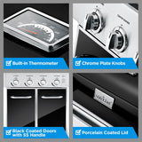 Stainless Steel 5-Burner Propane Gas Grill With Side Burner, 52,000 Btu Grilling Capacity