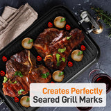 Hard-Anodized Nonstick Grill & Griddle - Dishwasher Safe Nonstick Double Burner Grill Cookware, 20’’ X 13’’ -Inches