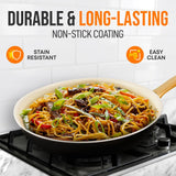 10'' Medium Fry Pan - Non-Stick Pan With Silicone Handle, Interior Non-Stick Ceramic Coating And Polyester Coating Outside