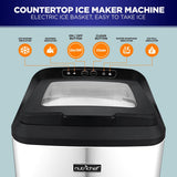 Countertop Ice Maker Machine - Electric Ice Maker Countertop With Ice Scoop And Basket, Includes Rear-Mounted Hose Drainage