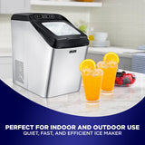 Countertop Ice Maker Machine - Electric Ice Maker Countertop With Ice Scoop And Basket, Includes Rear-Mounted Hose Drainage
