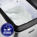 Countertop Ice Maker Machine - Electric Ice Maker Countertop With Ice Scoop And Basket, Includes Rear-Mounted Hose Drainage