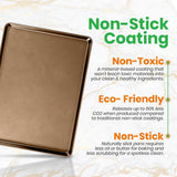 Non-Stick Mega Bake Pan - Stylish Metallic Coating, Dishwasher Safe And Pfoa, Pfos, Ptfe Free