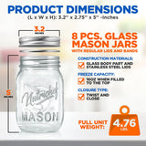 8 Pcs. Glass Mason Jars With Regular Lids And Bands, Diy Magnetic Spice Jars, Ideal For Meal Prep, Jam, Honey, Wedding Favors, And More