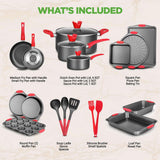 Kitchenware Pots & Pans - High Qualified Basic Kitchen Cookware Set, Non-Stick Bakeware With Utensils (21-Piece Set)