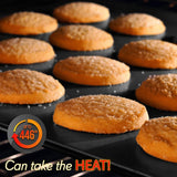 Kitchen Oven Baking Pans - Deluxe Nonstick Gray Coating Inside & Outside Carbon Steel Bakeware Set With Red Silicone Handles (6-Pieces)