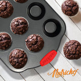 Kitchen Oven Baking Pans - Deluxe Nonstick Gray Coating Inside & Outside Carbon Steel Bakeware Set With Red Silicone Handles (6-Pieces)