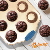Kitchen Oven Baking Pans - Deluxe Nonstick Gold Coating Inside & Outside Carbon Steel Bakeware Set With Blue Silicone Handles (10-Pieces)