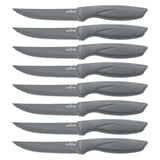 8 Pcs. Steak Knives Set - Non-Stick Coating Knives Set With Stainless Steel Blades, Unbreakable Knives, Great For Bbq Grill (Gray)