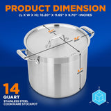 Stainless Steel Cookware Stockpot - 14 Quart, Heavy Duty Induction Pot, Soup Pot With Stainless Steel Lid