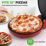 Countertop Pizza Maker - Non-Stick Electric Pizza Oven With Cool Touch Handle And Uplift Function, Includes Spatula (Red)
