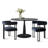 New Haven & Mia 35" Black Round Dining Table Set for 2 (3-Piece)