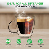 4 Pcs. Of Clear Glass Coffee Mug - Elegant Clear Glasses With Convenient Handles, For Hot And Cold Drinks