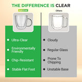 4 Pcs. Of Clear Glass Coffee Mug - Elegant Clear Glasses With Convenient Handles, For Hot And Cold Drinks