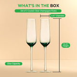 2 Pcs. Of Crystal Champagne Flutes - Ultra Clear, Elegant Champagne Glasses, Hand Blown