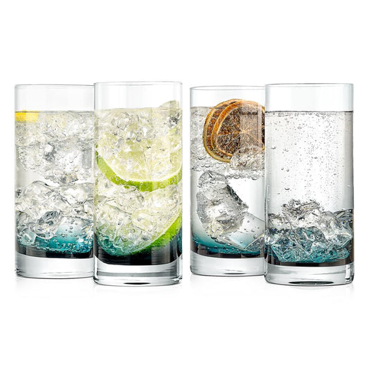 4 Pcs. Of Highball Drinking Glass - Heavy Base And Tall Glass Tumbler For Water, Wine, Beer, Cocktails, Whiskey, Juice, Bars, Mixed Drinks