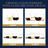 8 Pcs. Of Crystal-Clear Stemless Wine Glasses - Ultra Clear And Thin, Elegant Clear Wine Glasses, Hand Blown