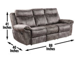 Nashville Manual Reclining Sofa w/Drop-Down Console, Grey