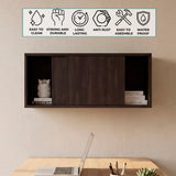 Note 32-Inch Wide Wall Storage Cabinet with Sliding Doors, Compact Wall-Mounted Storage Option for Bedroom, Office, Living Room or Garage Organization