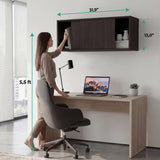 Note 32-Inch Wide Wall Storage Cabinet with Sliding Doors, Compact Wall-Mounted Storage Option for Bedroom, Office, Living Room or Garage Organization