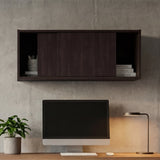 Note 32-Inch Wide Wall Storage Cabinet with Sliding Doors, Compact Wall-Mounted Storage Option for Bedroom, Office, Living Room or Garage Organization