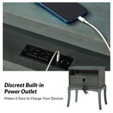 Dominique 28"Tall Solid Wood Nightstand with Hidden Outlet(Optional Types)
