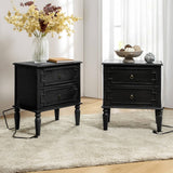 Joah 28"Tall Farmhouse 2-Drawer Nightstand with Built-in Charging(Optional Types)